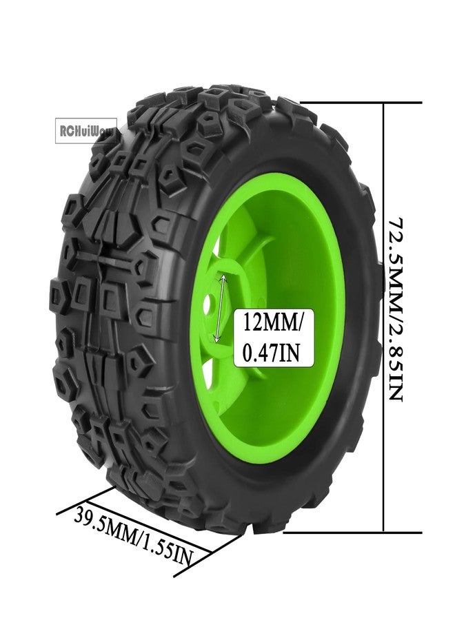 عجلات وإطارات RCHuiWow RC لشاحنات Typhon Granite بمقياس 1/18، عجلات وإطارات مطاطية بلاستيكية لسيارات التحكم عن بعد بمقياس 1/18، 4 قطع، أخضر - Image 3